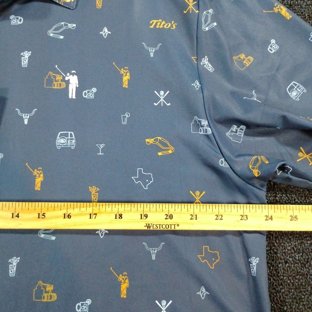 William Murray Tito's Handmade Vodka Polo Shirt Mens XL Blue Golf Performance - Picture 4 of 11